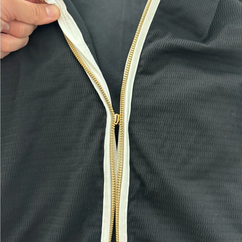 Seafolly Black One-Piece Zip Front Swimsuit with White Trim - Picture 6 of 6